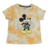 Oranžovo-bílé batikované tričko s Mickeym C&A