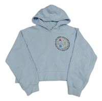 Svetlomodrá crop mikina s nápisom a kapucňou Zara