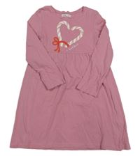 Staroružové bavlnené šaty so srdcem z hůlek Sinsay