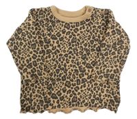 Hnedé rebrované tričko s leopardím vzorom zn. Next