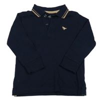 Tmavomodré polo triko s výšivkou Next