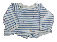 Bielo-modrá pruhovaná mikina s husami