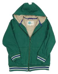 Zelená zateplená propínací mikina s kapucí Mini Boden