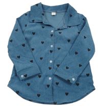 Petrolejová žebrovaná tunika se srdíčky Shein