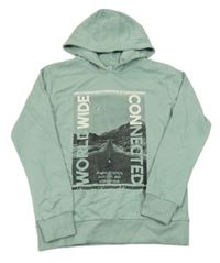 Světlezelená mikina s horami a kapucí Yigga