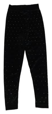 Černé puntíkaté sametové legíny Dunnes