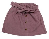 Staroružová rebrovaná sukňa s gombíkmi a opaskom