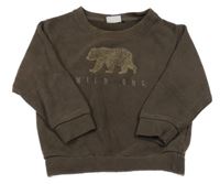 Hnedá rebrovaná mikina s medvěďom Name it