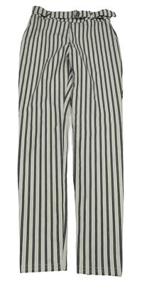 Bílo-černé pruhované kalhoty s páskem River Island