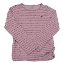 Starorůžovo-vínové pruhované tričko so srdiečkami Yigga