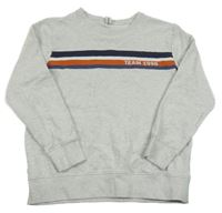 Svetlosivá melírovaná mikina s pruhmi a nápisom Yigga