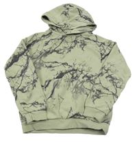 Zelenošedo-čierna vzorovaná mikina s kapucňou H&M