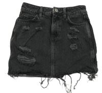 Antracitová rifľová sukňa s vyšúchaním New Look