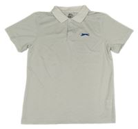 Bílo-šedé pruhované polo tričko s logem Slazenger