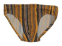 Oranžovo-čierno-sivé pruhované chlapčenské plavky