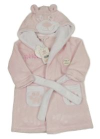 Nové - Světlerůžový chlupatý župan s kapucí - medvěd Babytown
