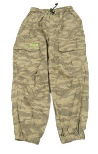 Nové - Hnědo-šedé army plátěné cargo cuff kalhoty River Island