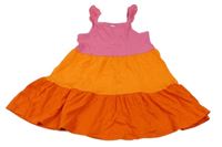 Ružovo-oranžovo-červené šaty s madeirou F&F