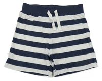 Tmavomodro-biele pruhované bavlnené kraťasy Primark