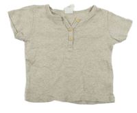 Béžové melírované tričko s knoflíky H&M