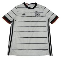 Bílo-černé pruhované fotbalové funkční tričko - Deutschland Adidas