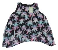 Nové - Černý šifonový top s palmami H&M