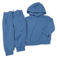 2set - Modrá žebrovaná mikina s kapucí + tepláky Primark