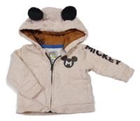 Béžová melírovaná prepínaci mikina s Mickeym a kapucňou C&A