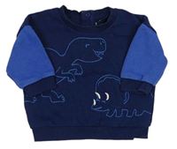 Tmavomodro-modrá mikina s dinosaurami zn. M&S