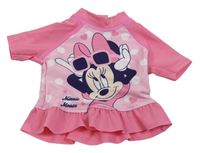 Růžovo-světlerůžové plážové UV triko s Minnie a puntíky Disney