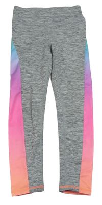 Šedé melírované sportovní legíny s růžovými pruhem H&M