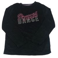 Černé sametové pyžamové triko s nápisem Primark