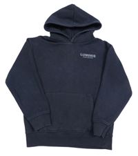 Tmavomodrá mikina s nápisom a kapucňou River Island
