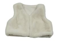 Biela kožušinová podšitá crop vesta