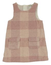 Svetloružová -smotanové kockované šaty s vreckami F&F