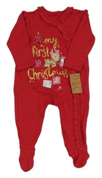 Nové - červený overal s vánočními obrázky George
