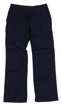 Tmavomodré plátenné chino nohavice GAP