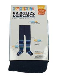 Nové - tmavomodré pruhované pančuchy