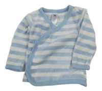 Bílo-modré pruhované zavinovací sametové triko C&A