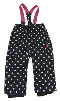 Černé puntíkaté oteplovačky s kšandami 