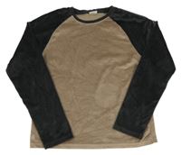 Hnedo-sivé plyšové pyžamové tričko