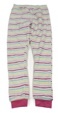 Bílo-barevné pruhované chlupaté pyžamové kalhoty kids