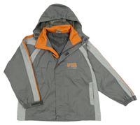 Šedo-oranžová šusťáková jarní bunda s kapucí alive 