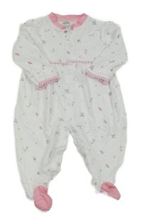 Biely kvetovaný overal s růžovým lemem