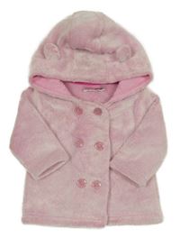 Růžová plyšová propínací mikina s kapucí Ergee