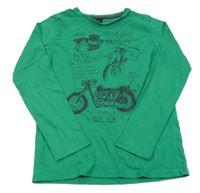 Zelené tričko s nápisom a motorkou C&A