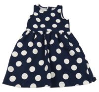 Tmavomodré rebrované šaty s bielymi bodky H&M