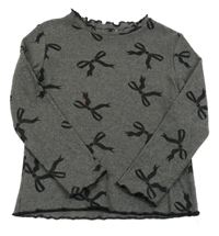 Šedé žebrované triko s mašličkami F&F