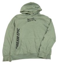 Khaki mikina s nápisem a kapucí H&M