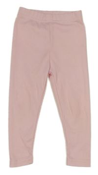 Světlerůžové žebrované legíny 